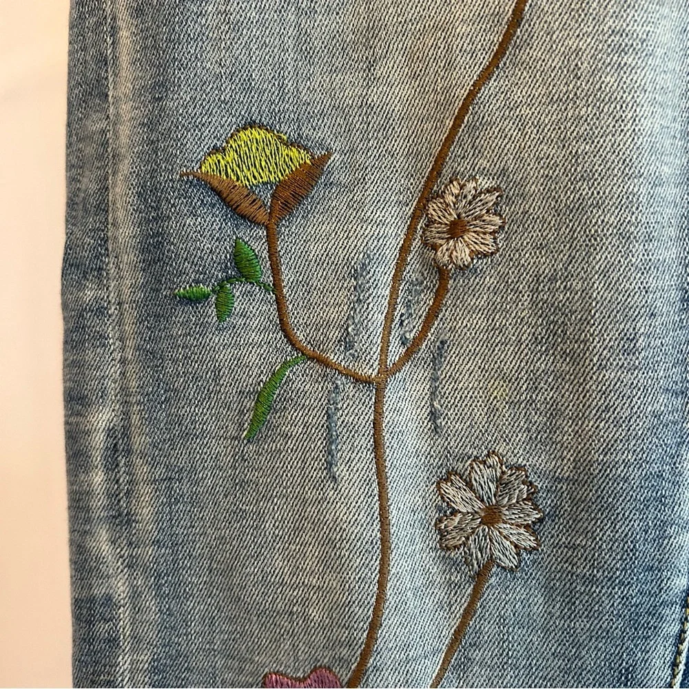 Pilcro & the Letterpress Floral-Bordado Novio Embroidered Boyfriend Jeans US 28 - Picture 13 of 16